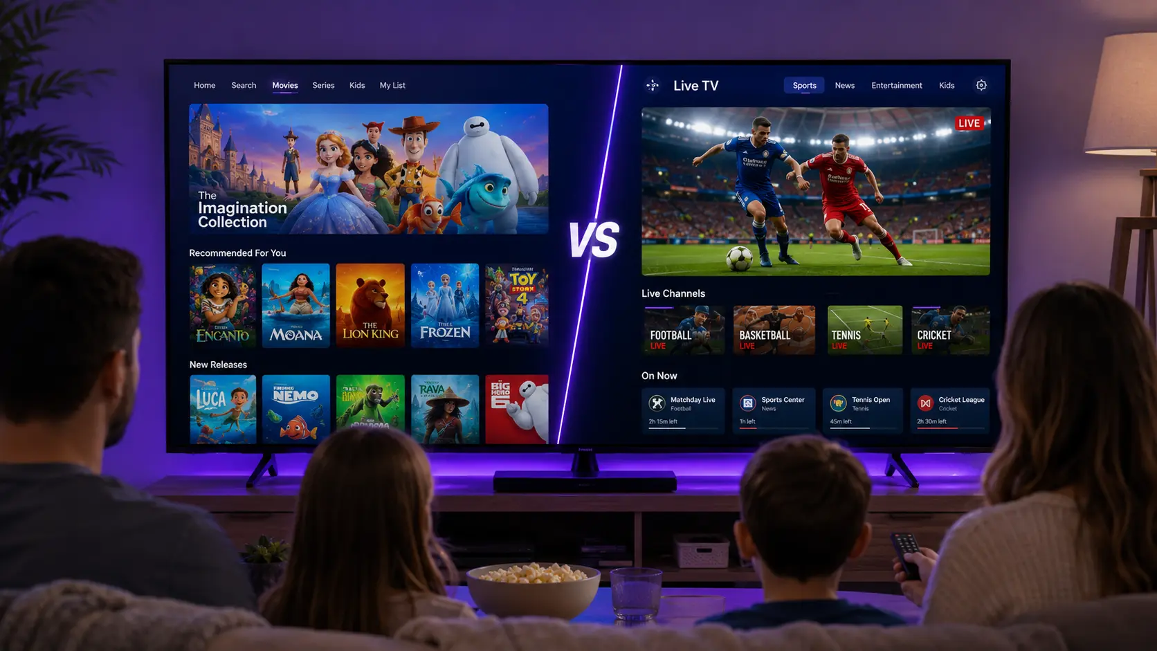 Disney Plus vs IPTV comparison on a Smart TV in Australia