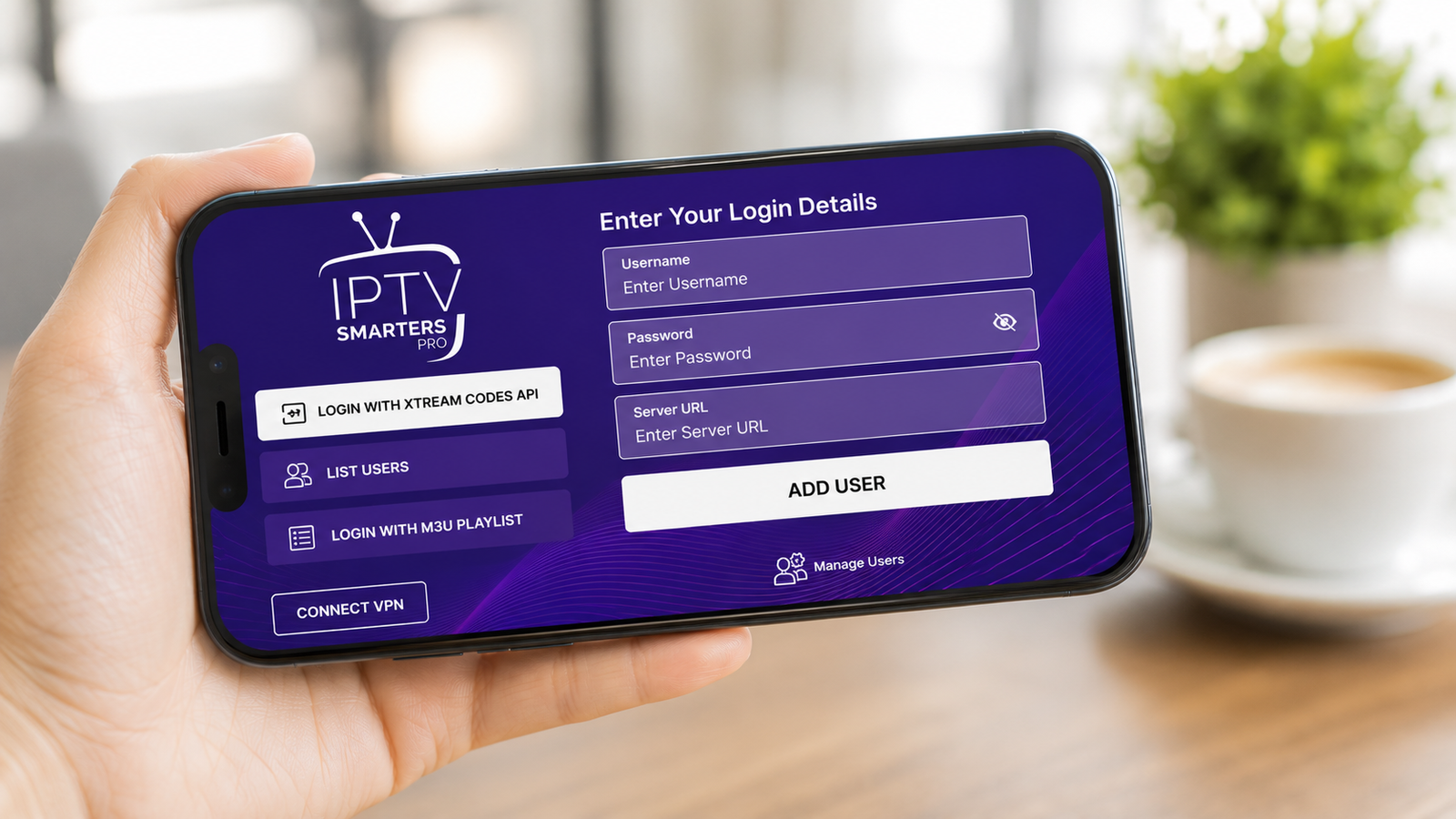 IPTV Smarters Pro Xtream Codes login screen on an iPhone