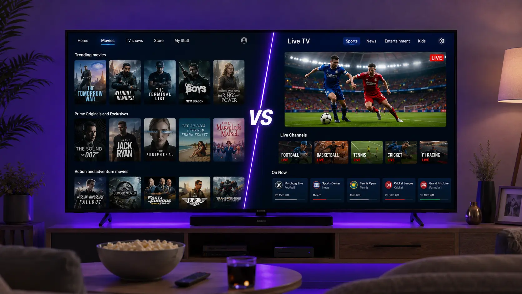 Prime Video vs IPTV comparison on a Smart TV in Australia