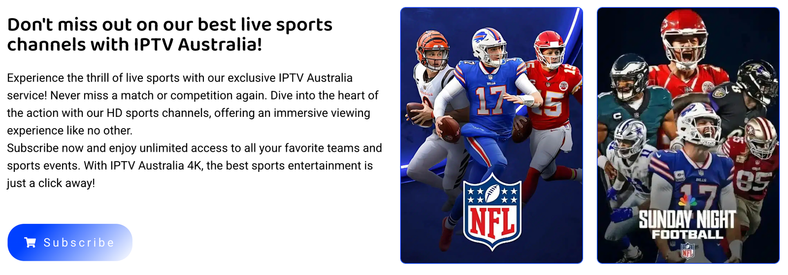 IPTV Australia HD live sports section — AFL, NRL, football