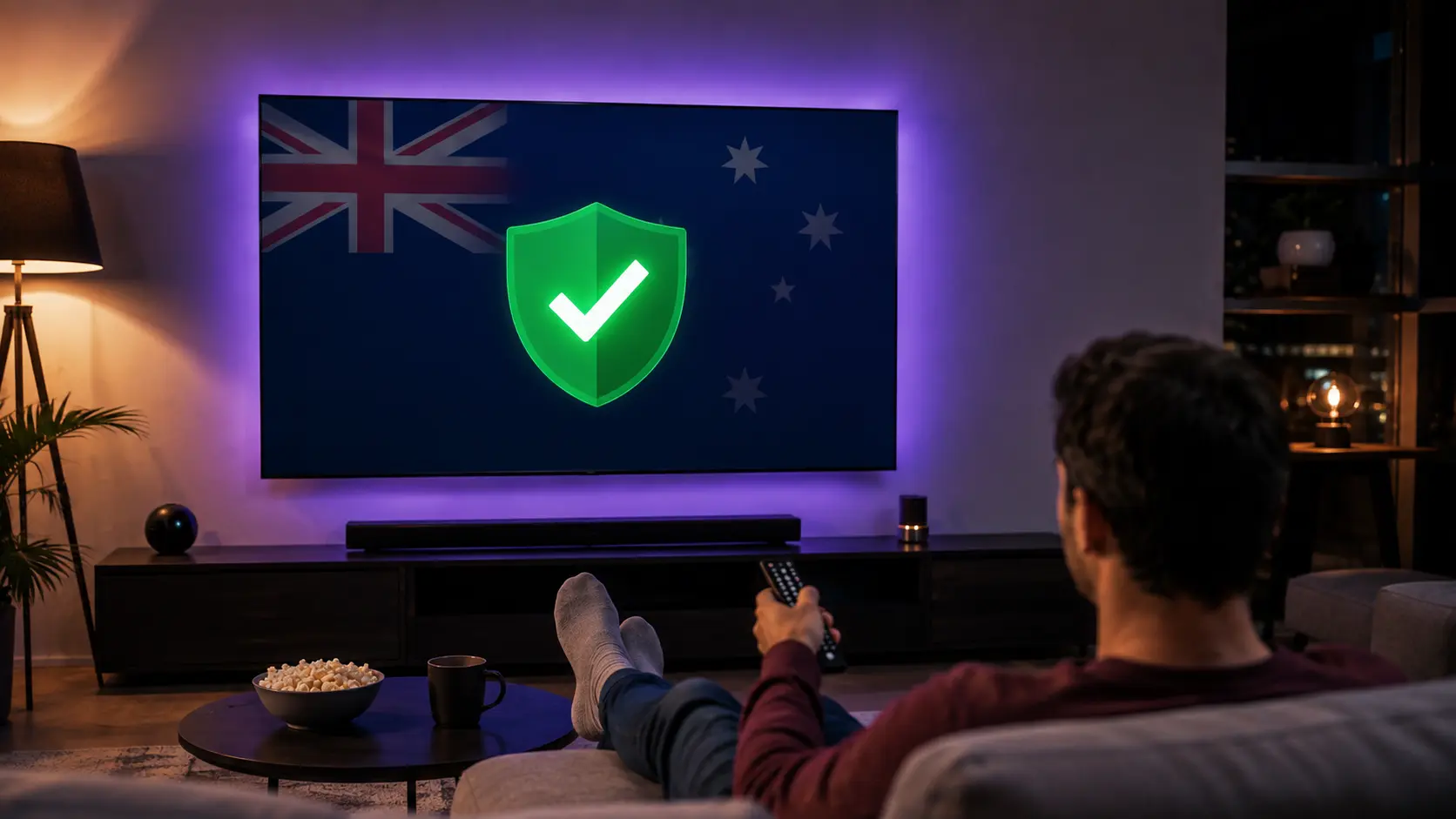 Is IPTV legal in Australia — a TV with a legal checkmark and the Australian flag